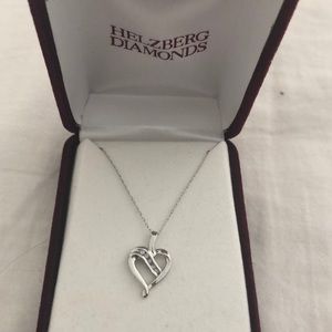 Silver Heart Necklace with Diamonds